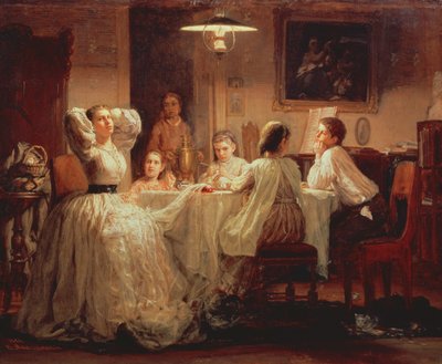 Cucitura della dote, 1866 da Vasily Maximov